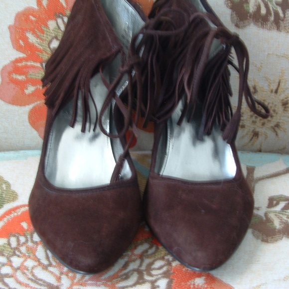 Suede Fringe Shoes Calvin Klein suede heels - Picture 7 of 8